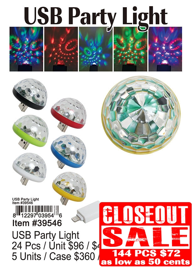 USB Party Light - Closeout 144 Pcs.